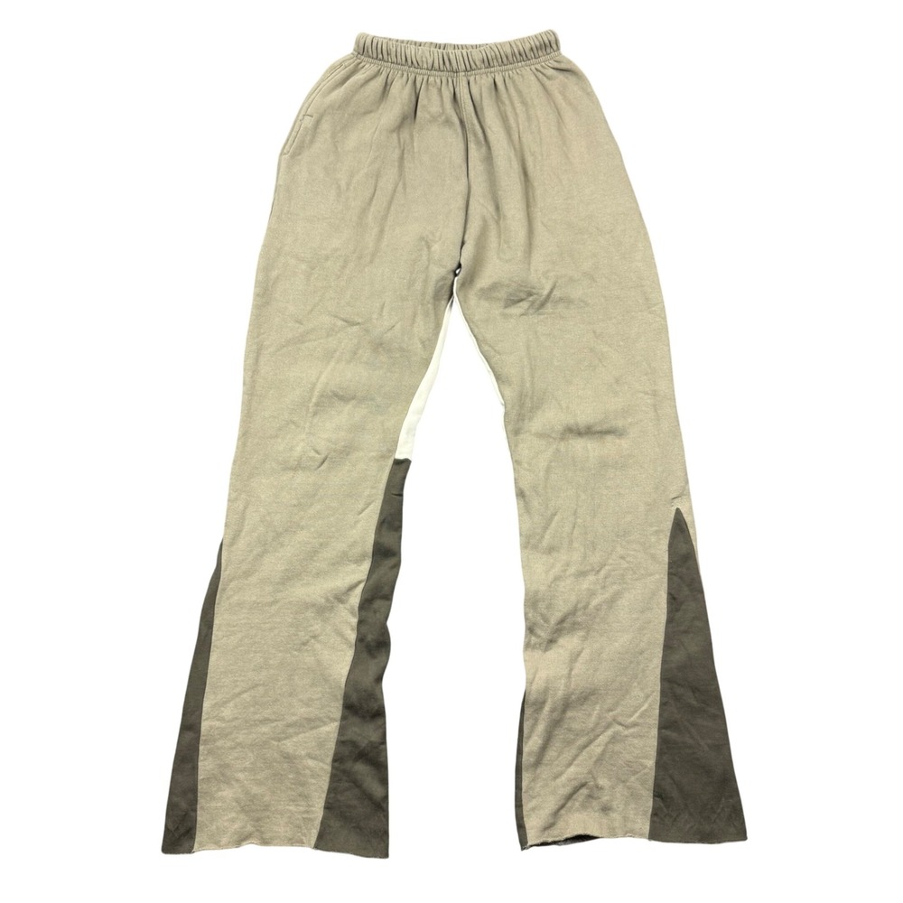 MNML Flared Bootcut Contrast Panel Sweatpants Men Small Tan Brown Streetwear
